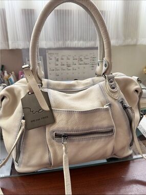 Free People soft cream leather satchel handbag